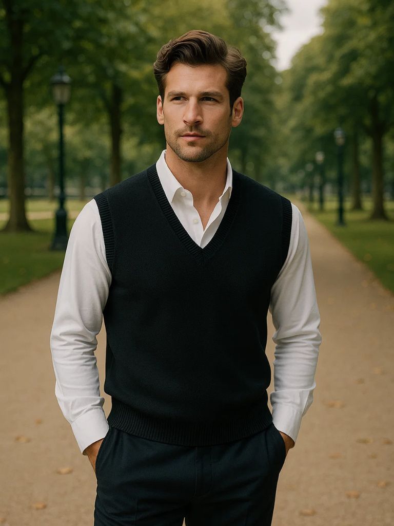 100% Cashmere V Neck Knit Vest