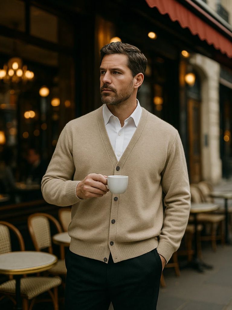 100% Merino Wool V Neck Knitwear Cardigan Sweater