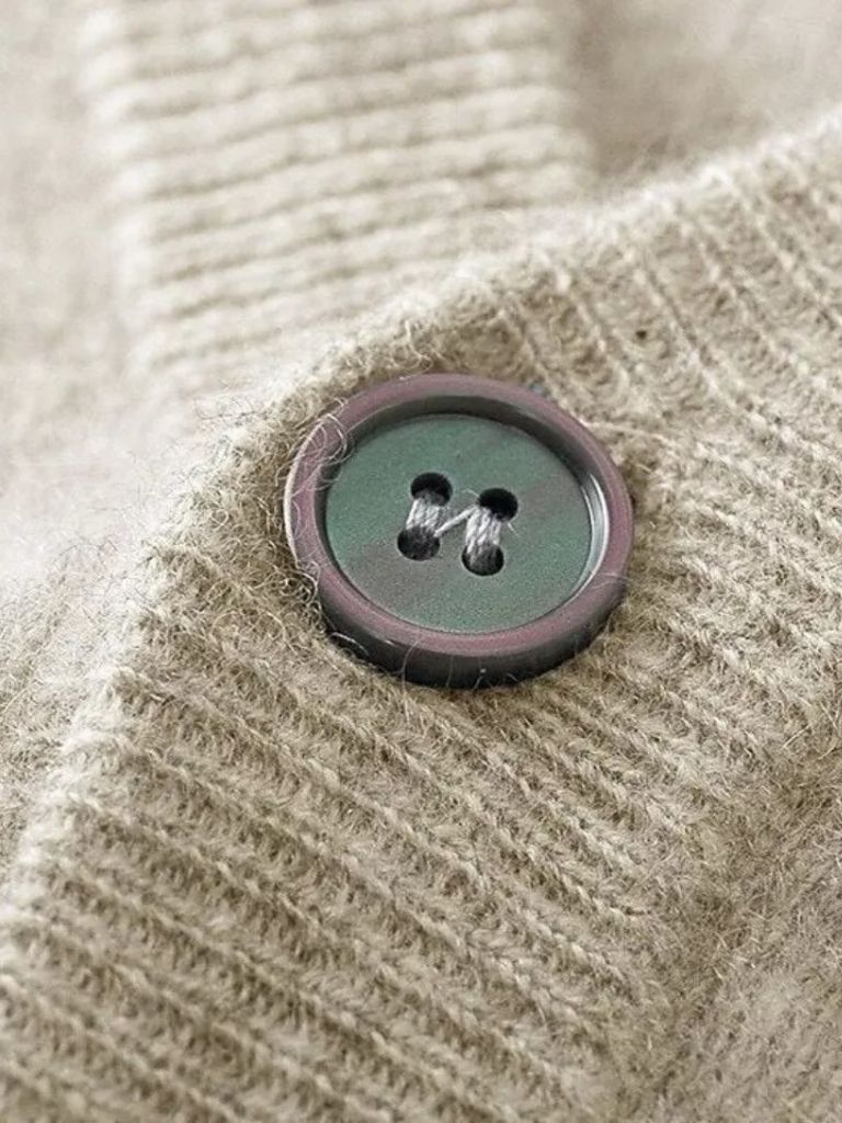 100% Merino Wool V Neck Knitwear Cardigan Sweater