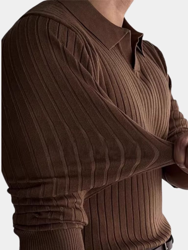 Elegant Open Collar Long Sleeve Polo