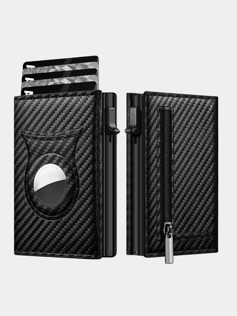 Carbon Fiber Wallet with Air Tag Holder RFID Blocking