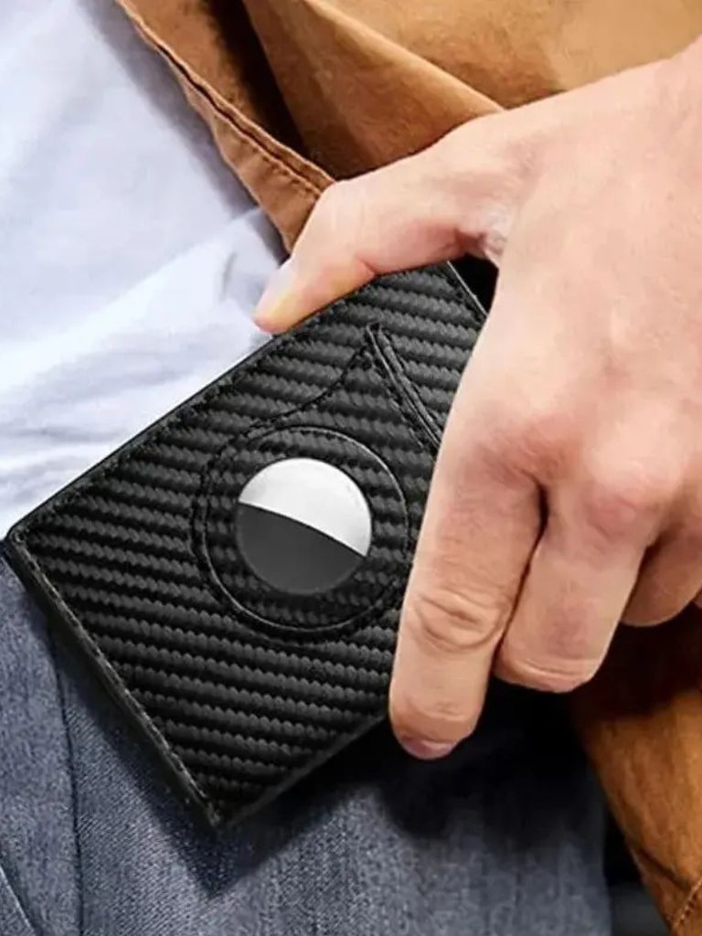 Carbon Fiber Wallet with Air Tag Holder RFID Blocking