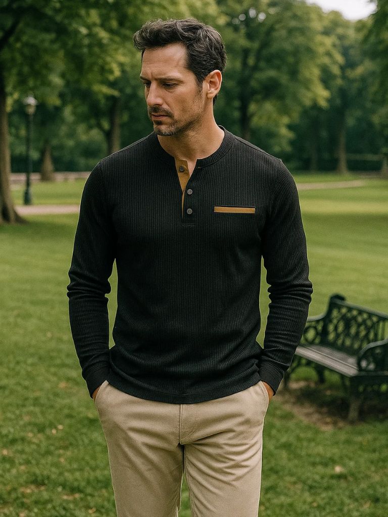 Corduroy Long Sleeve T-Shirt - Cross & Crown