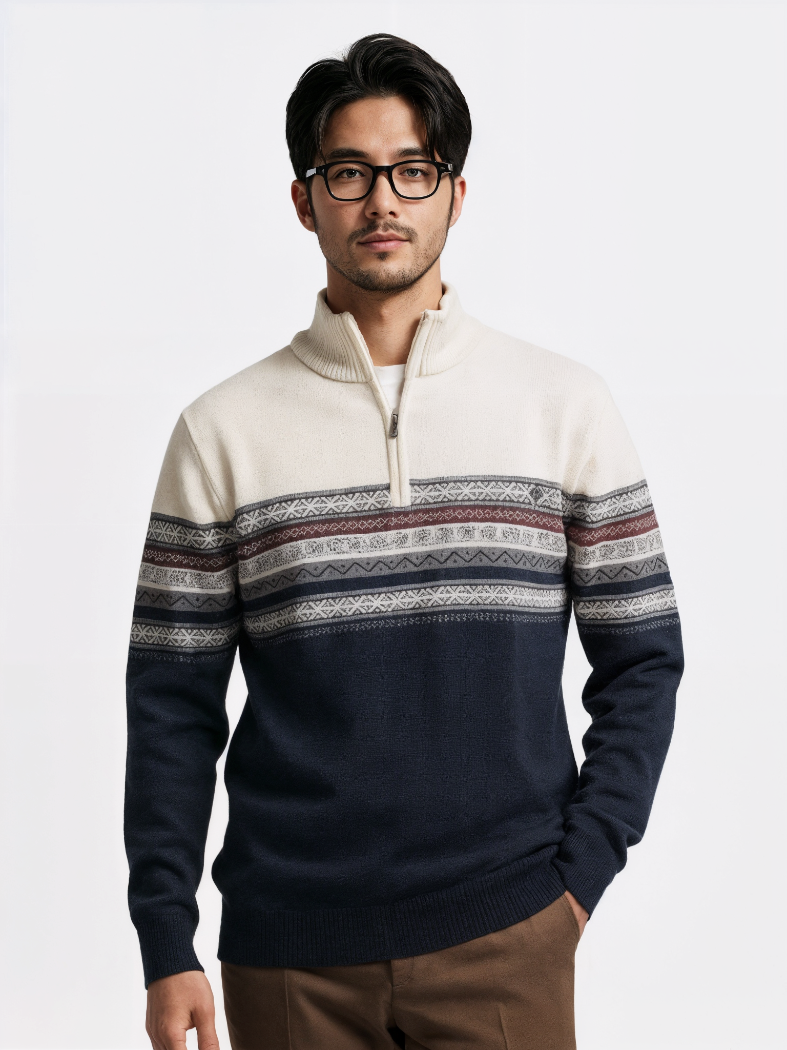 Half Zip Knit Pullover Sweater