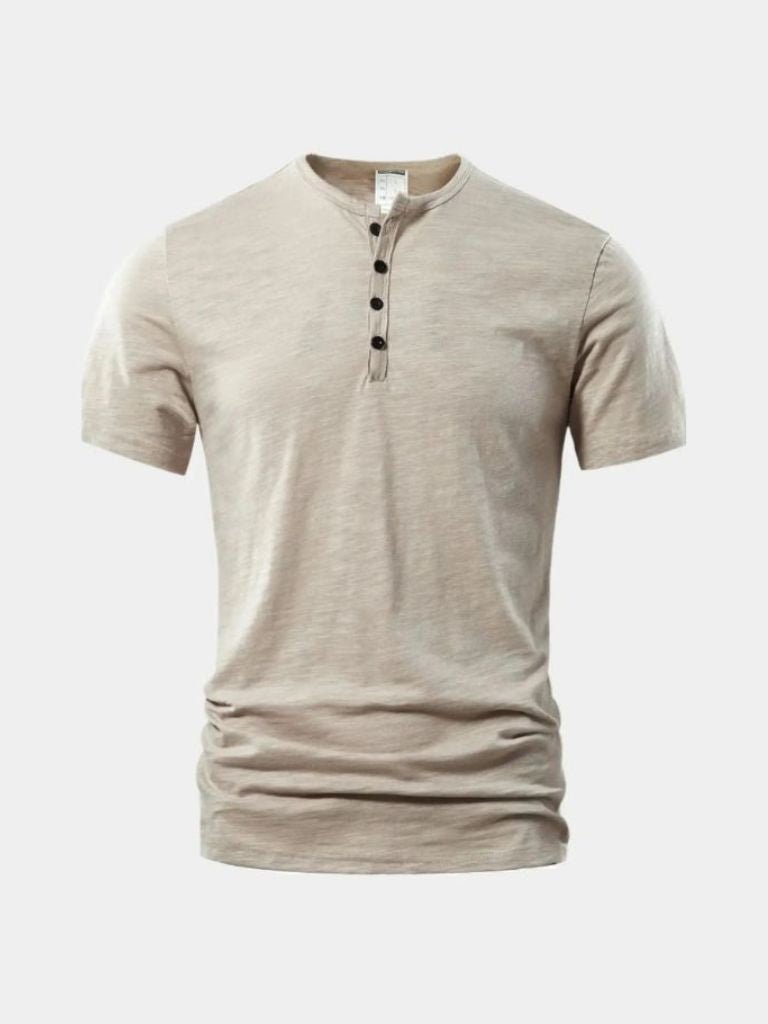 Essential Casual Henley Neck T-Shirt - Cross & Crown