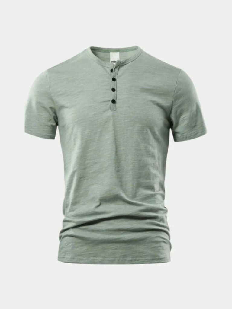 Essential Casual Henley Neck T-Shirt - Cross & Crown