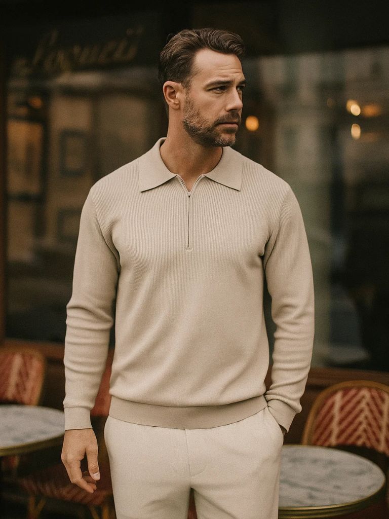 Essential Half Zip Sweater - Hommeor