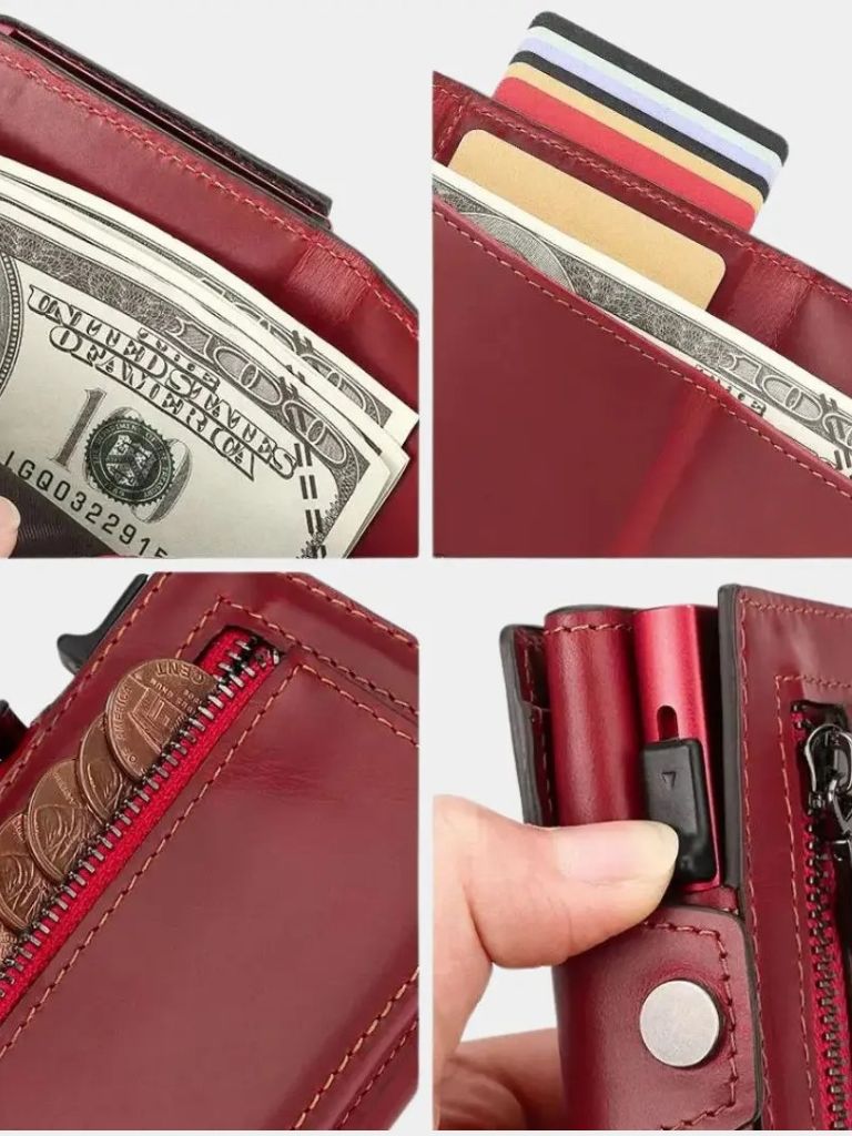 Leather Magnet Wallet Anti-Scam