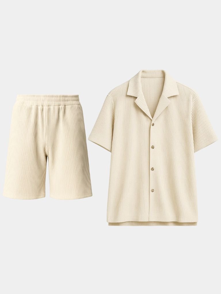 Minimalist Corduroy Set Shorts and Shirt - Cross & Crown