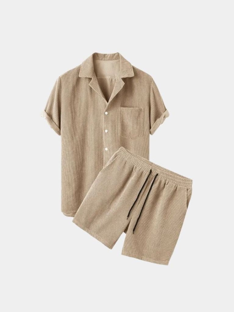 Minimalist Corduroy Set Shorts and Shirt - Cross & Crown