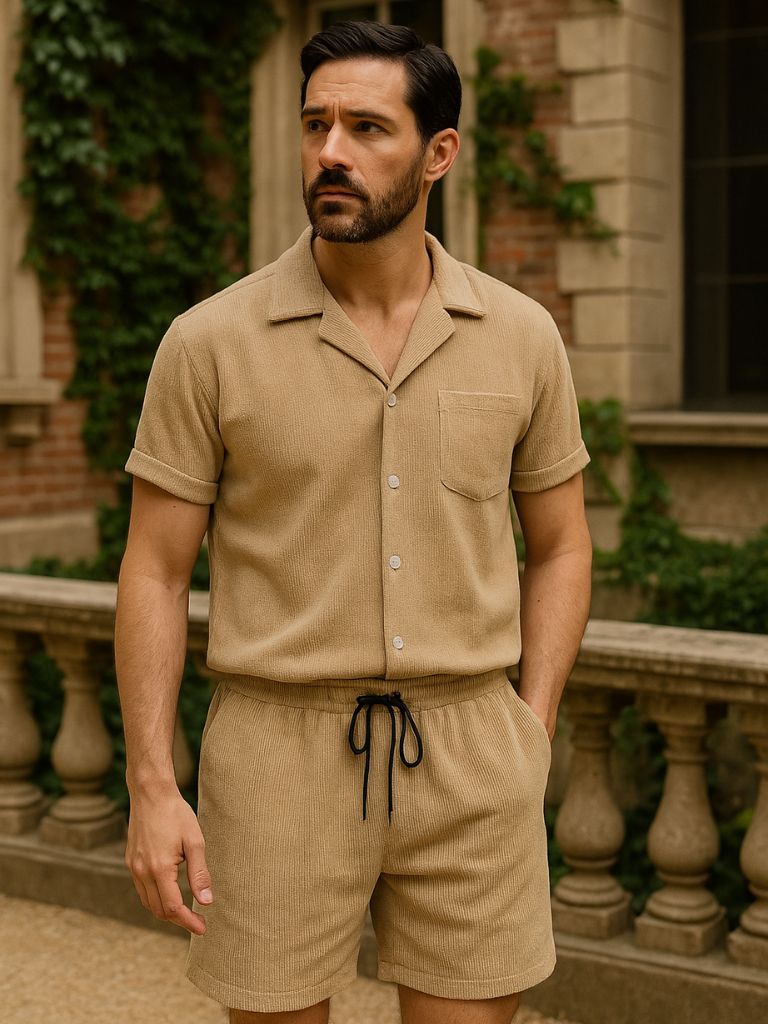 Minimalist Corduroy Set Shorts and Shirt - Cross & Crown