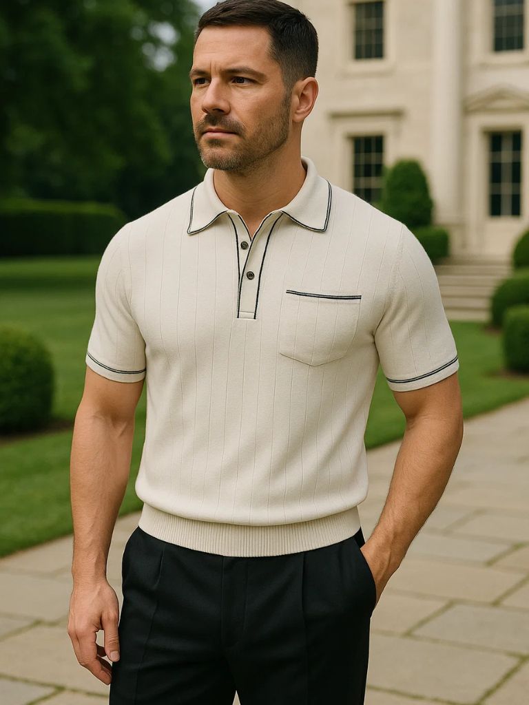 Old Money Knit Polo Shirt - Cross & Crown