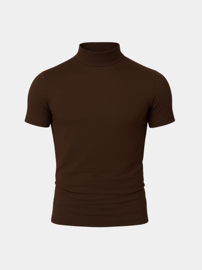 Solid Casual Turtle Neck T-Shirt - Cross & Crown