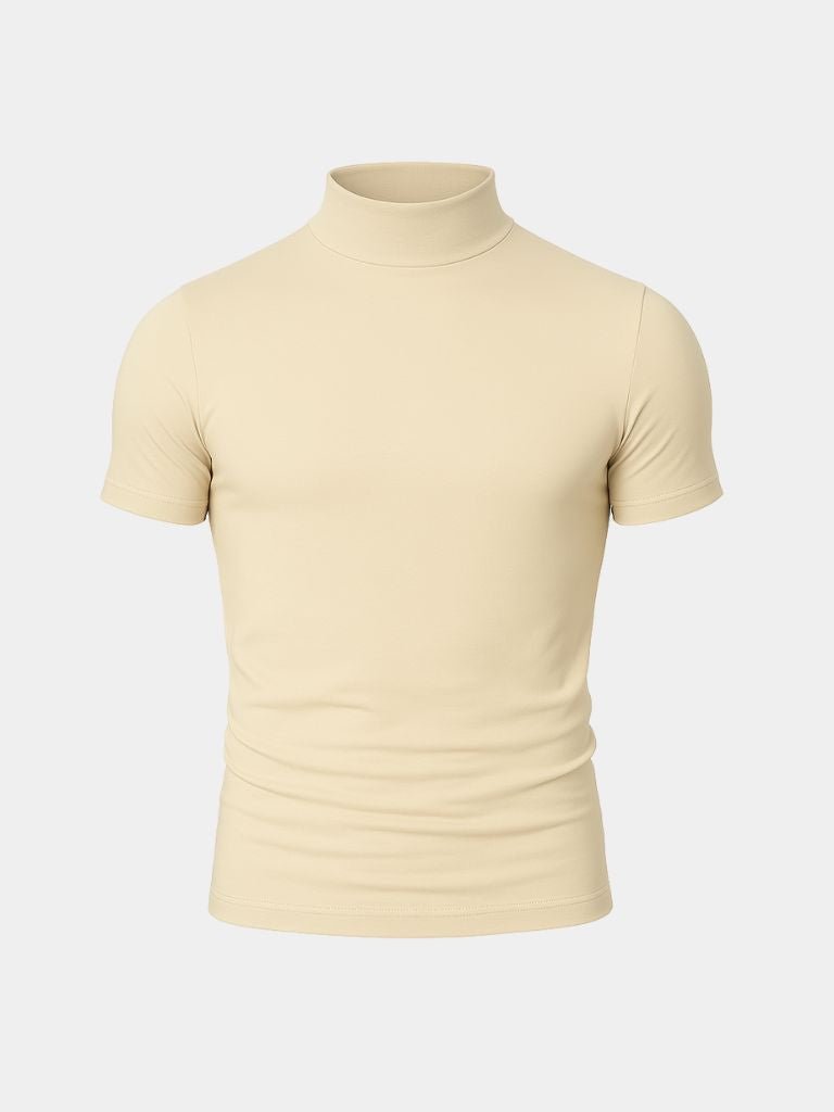 Solid Casual Turtle Neck T-Shirt - Cross & Crown