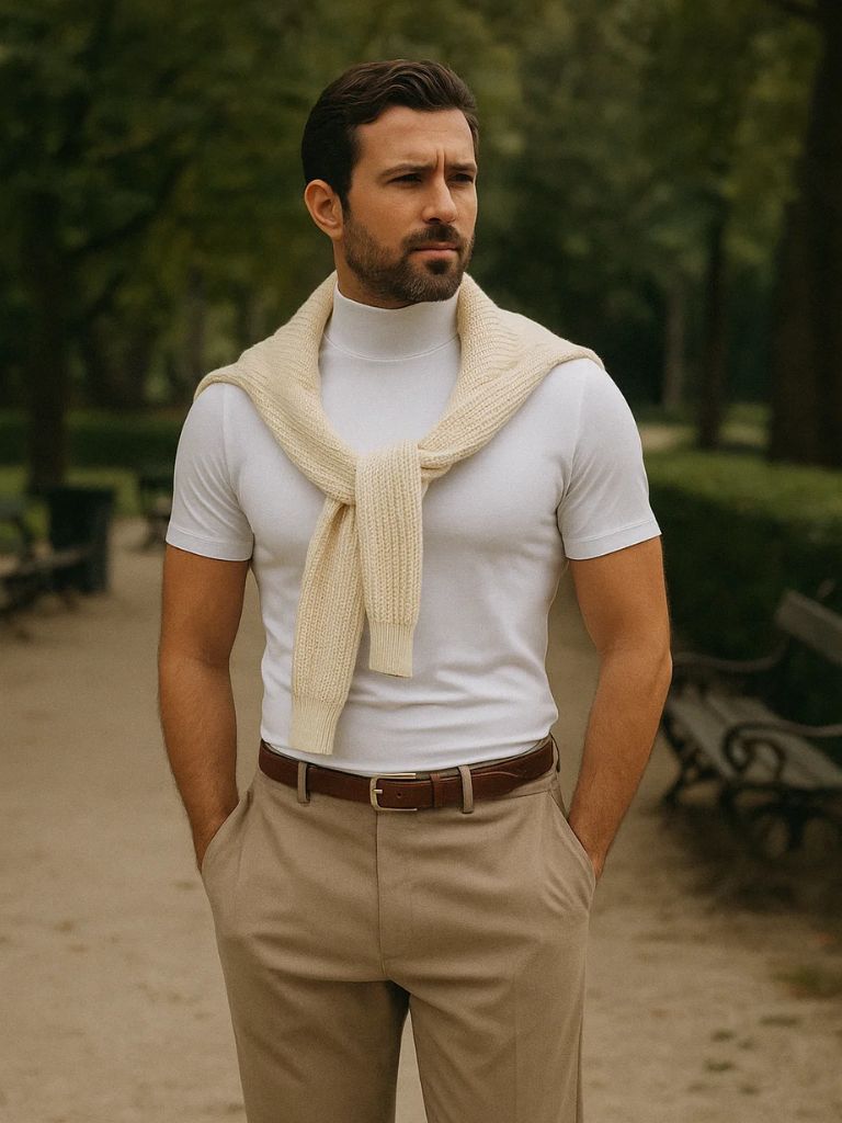 Solid Casual Turtle Neck T-Shirt - Cross & Crown