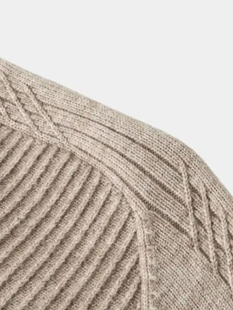 Stripe Quarter Zip Wool Sweater