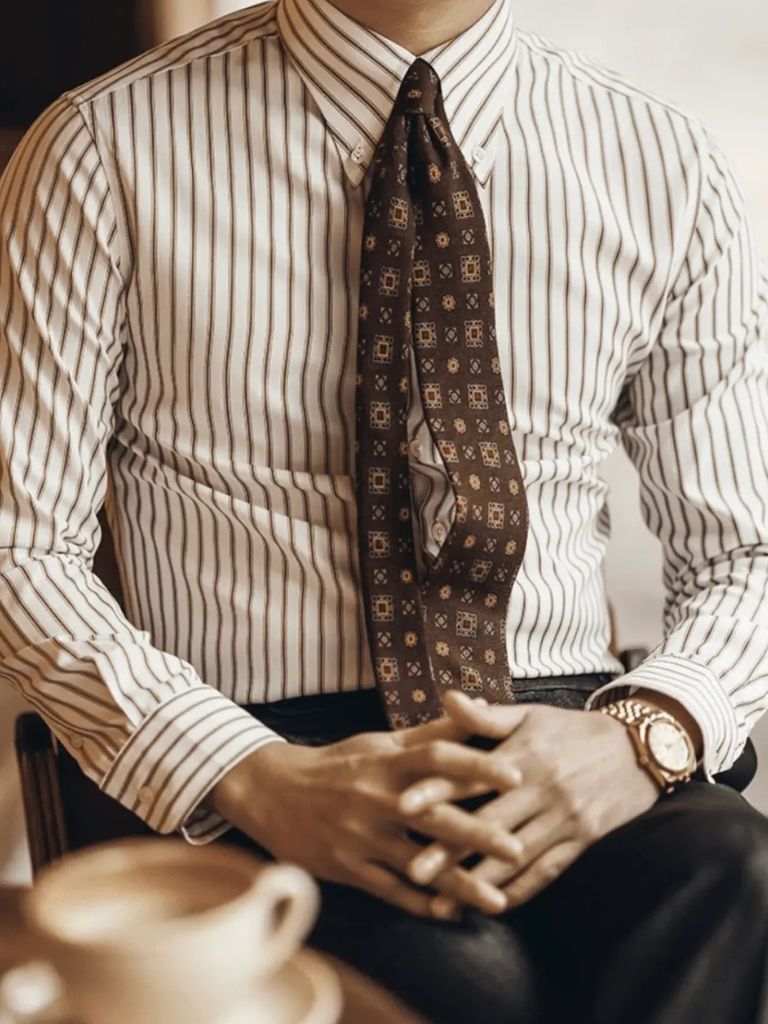 Striped Retro Shirt (Brown)