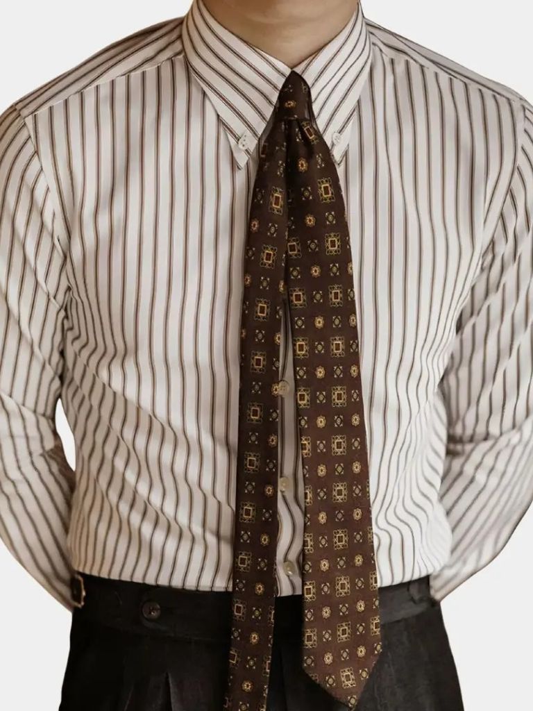 Striped Retro Shirt (Brown)