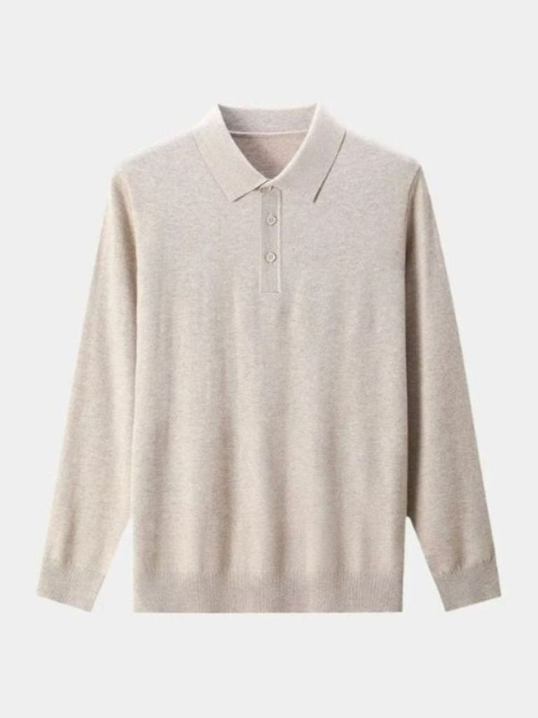 Wool Knit Button Up Polo Pullover