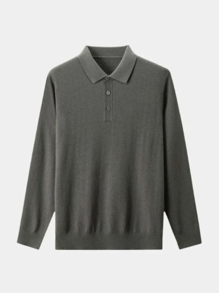 Wool Knit Button Up Polo Pullover