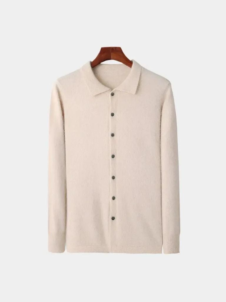 100% Cashmere Polo Cardigan - Cross & Crown