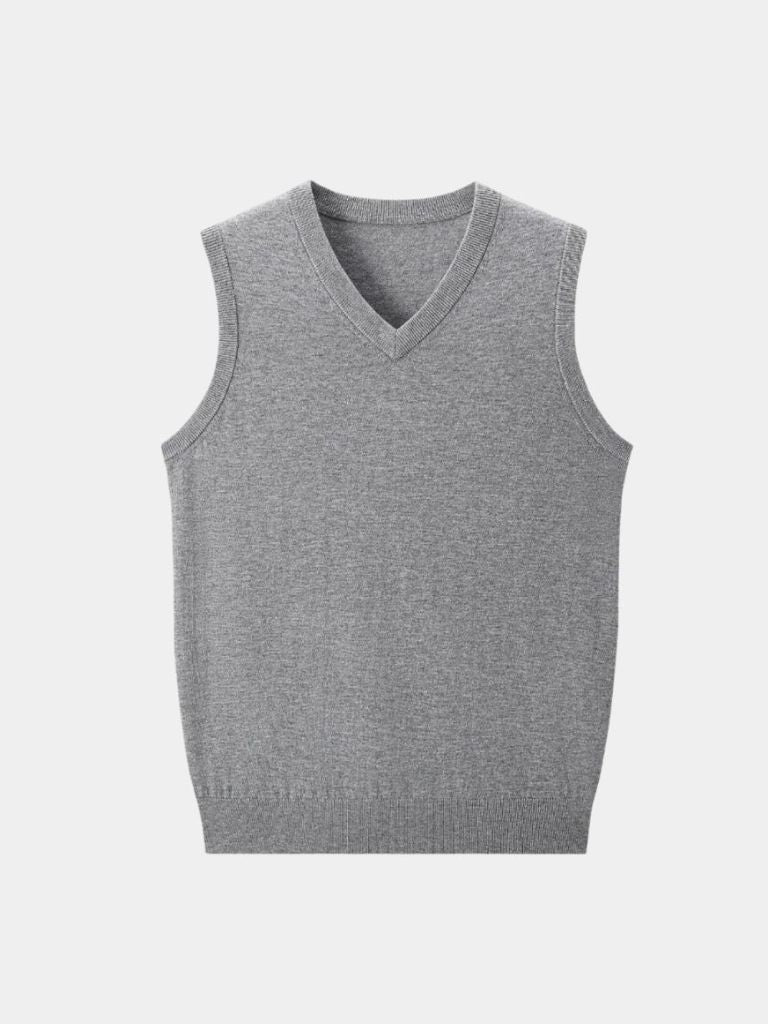 100% Cashmere V Neck Knit Vest - Cross & Crown