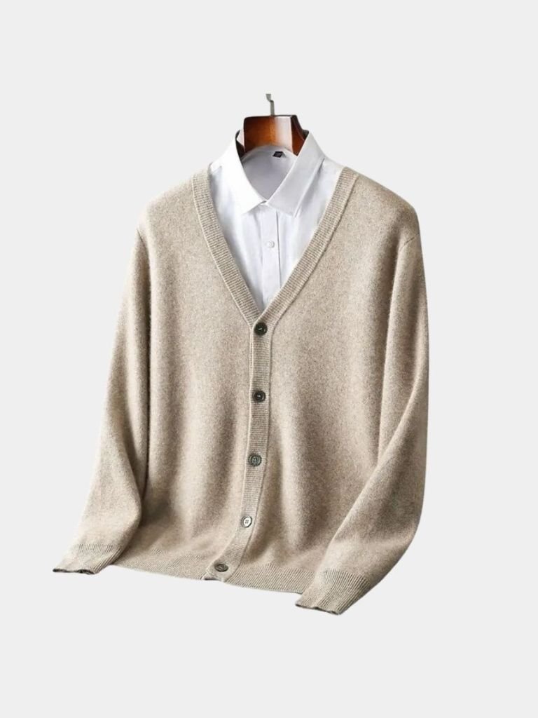 100% Merino Wool V Neck Knitwear Cardigan Sweater