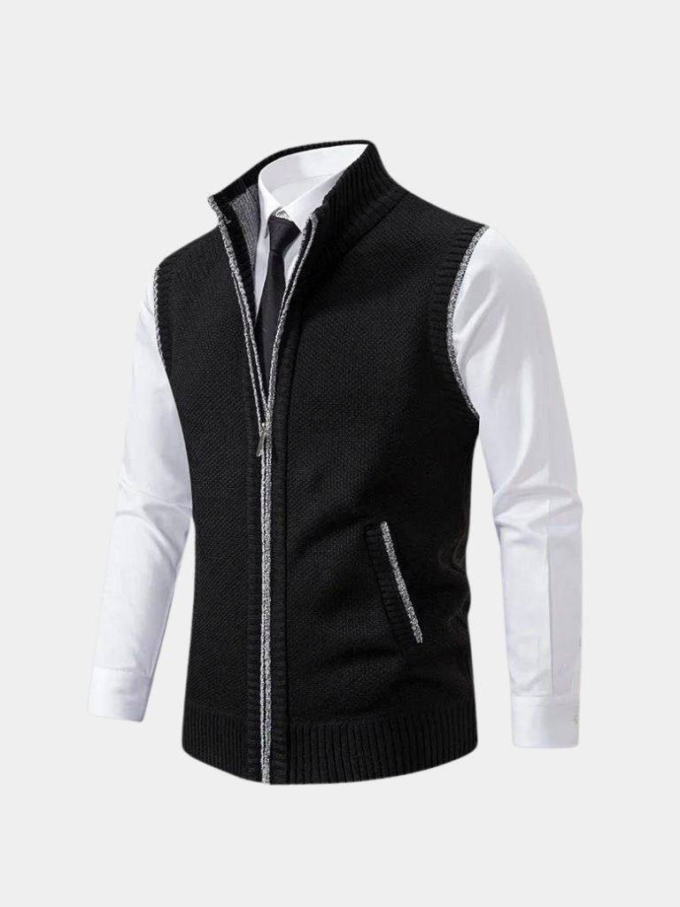 Elegant Full-Zip Sweater Vest - Cross & Crown
