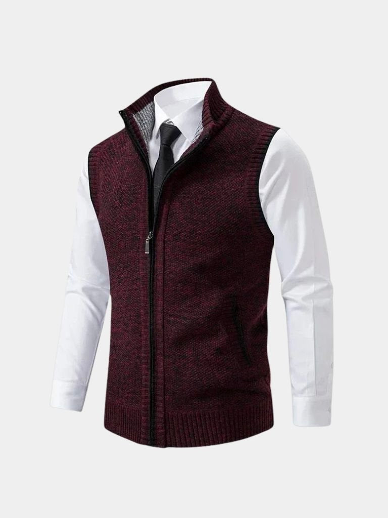 Elegant Full-Zip Sweater Vest - Cross & Crown