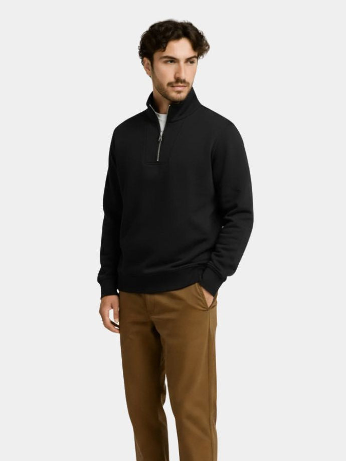 Zip Black Lapel Sports Sweatshirt - Cross & Crown