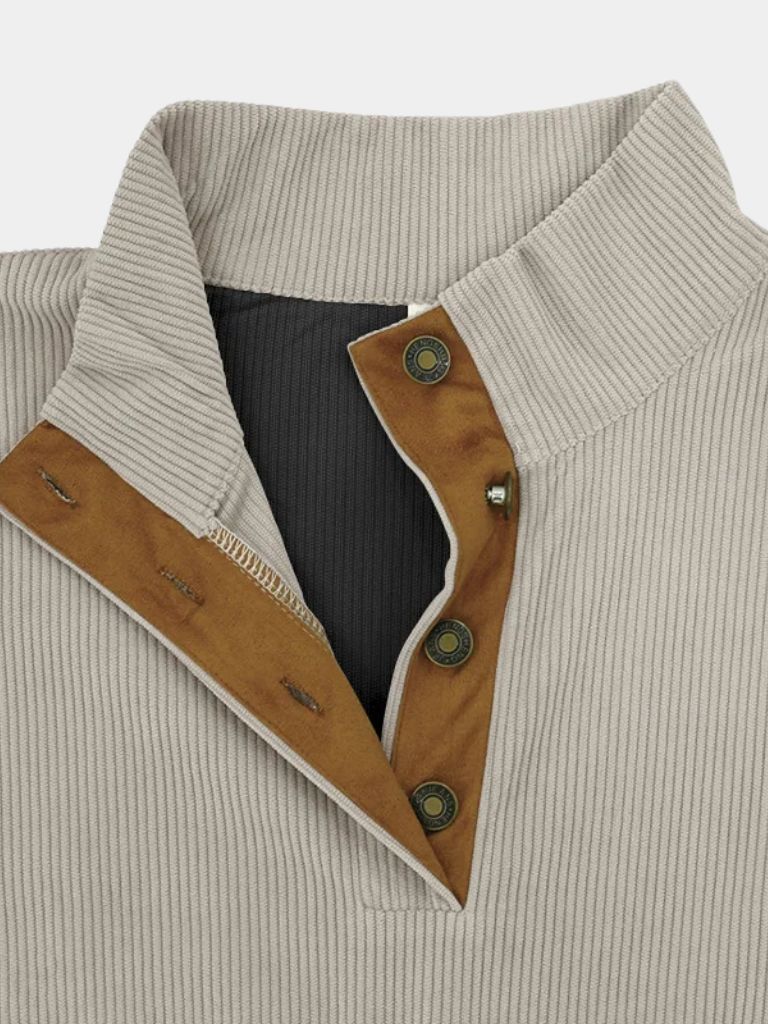 High Collar Corduroy Retro Pullover - Cross & Crown