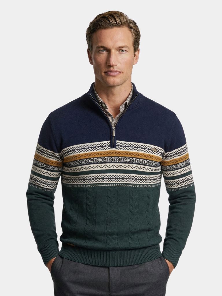 Half Zip Knit Pullover Sweater - Cross & Crown