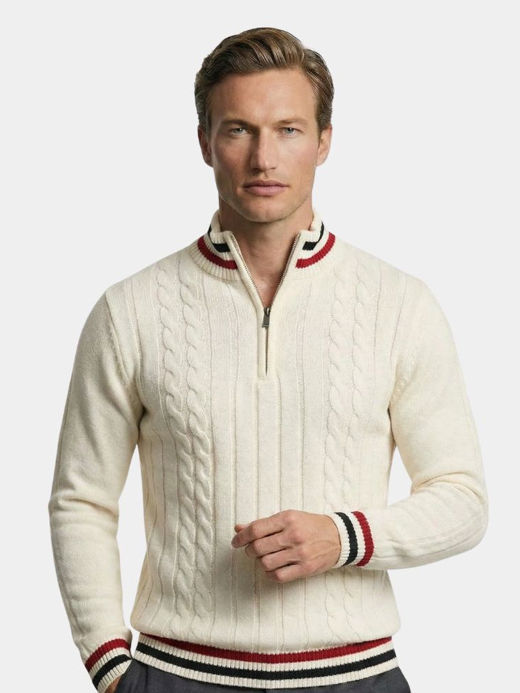 Essential Half Zip Turtleneck Sweater - Cross & Crown