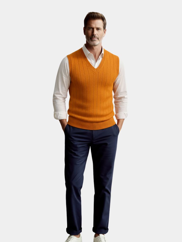 100% Merino Wool Pullover Sweater Vest - Cross & Crown