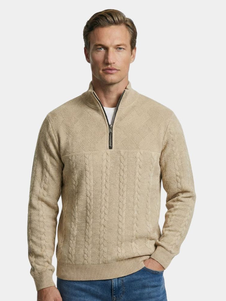Essential Henley High Collar Quarter Zip Pullover - Cross & Crown