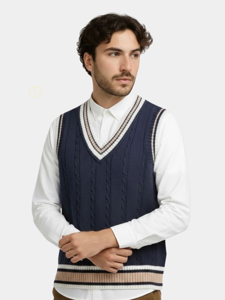 V Neck Elegant Knit Vest - Cross & Crown