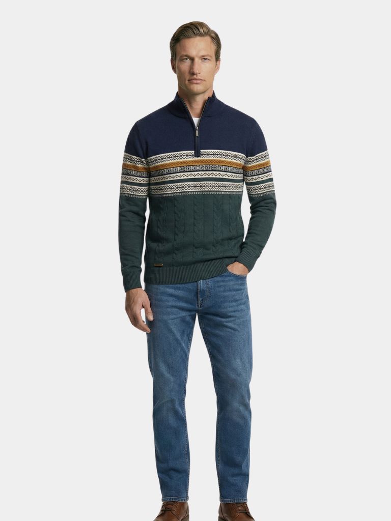 Half Zip Knit Pullover Sweater - Cross & Crown