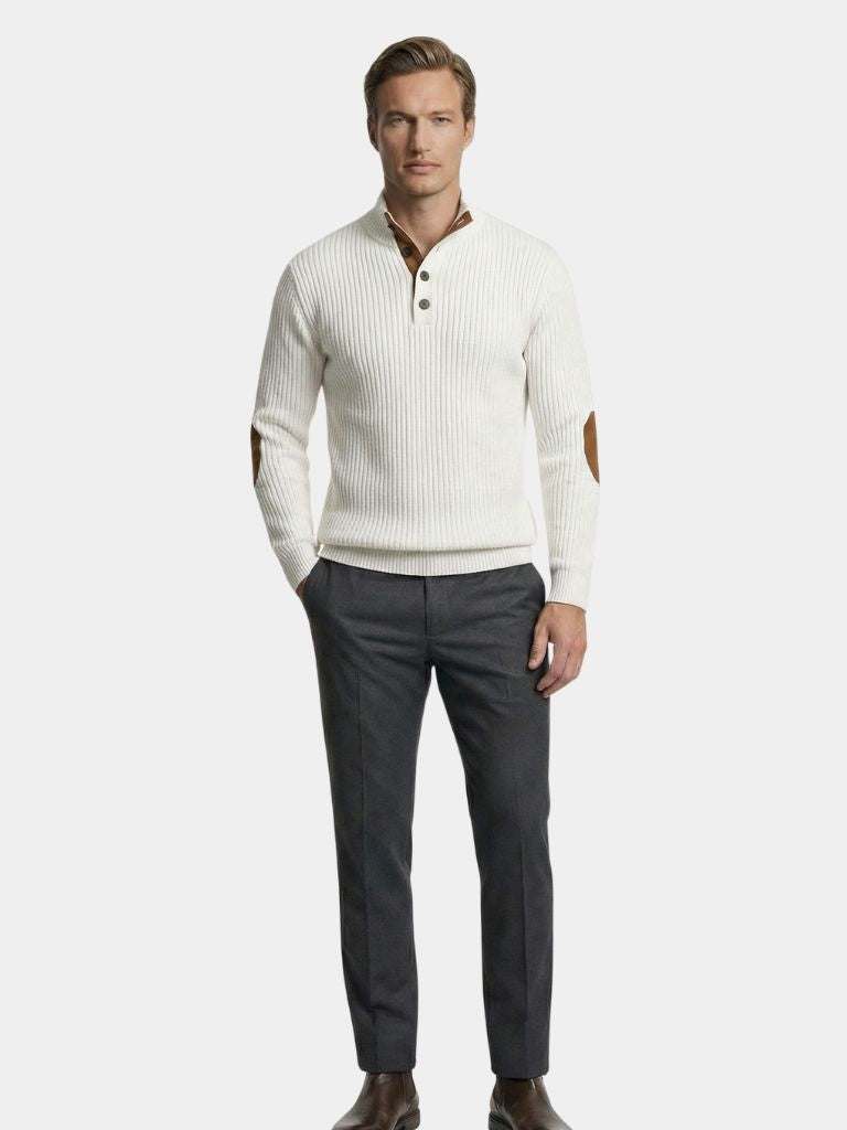 Refined High Collar Henley Sweater - Cross & Crown