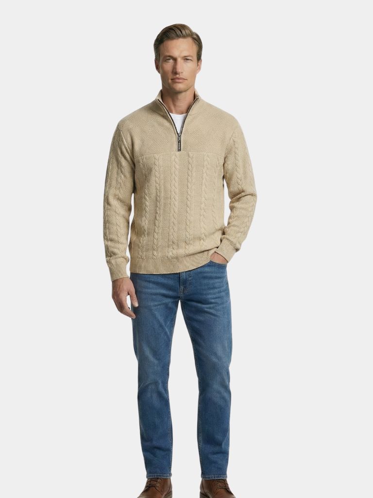 Essential Henley High Collar Quarter Zip Pullover - Cross & Crown
