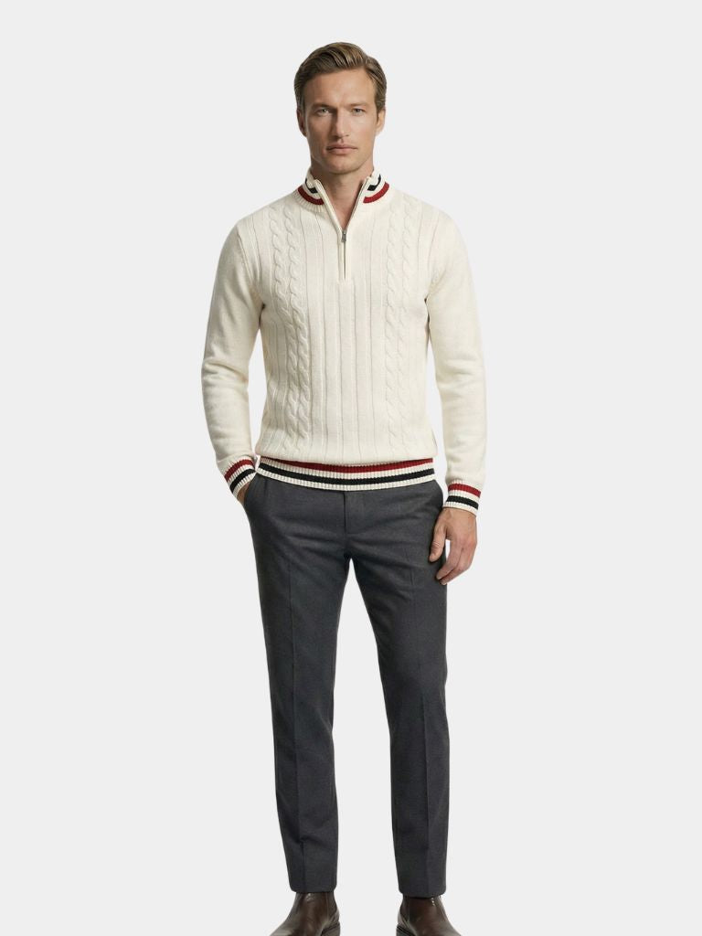 Essential Half Zip Turtleneck Sweater - Cross & Crown