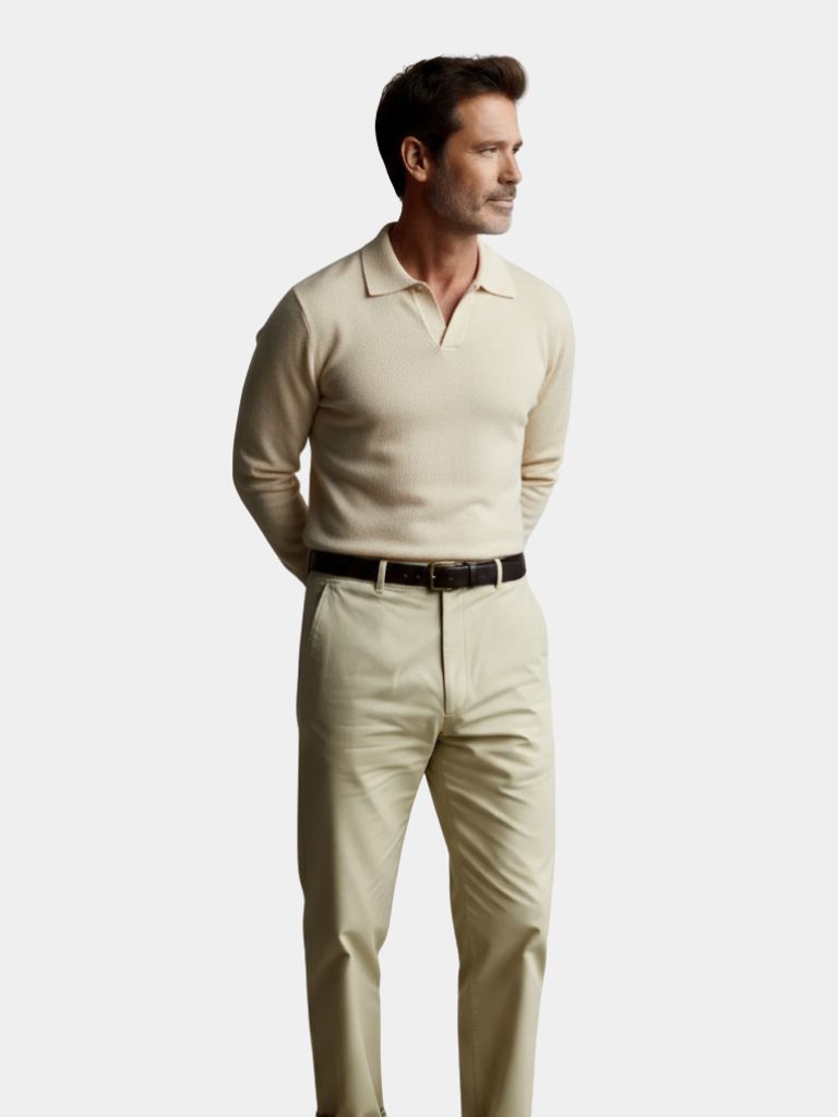 Essential V-Neck Polo Sweater - Cross & Crown