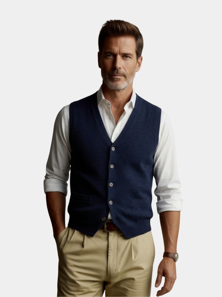 Cashmere Cardigan Vest  - Cross & Crown