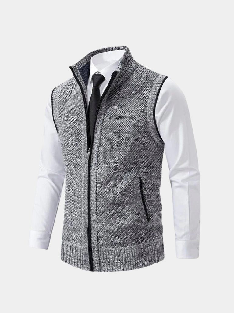 Elegant Full-Zip Sweater Vest - Cross & Crown