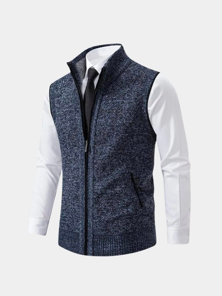 Elegant Full-Zip Sweater Vest - Cross & Crown