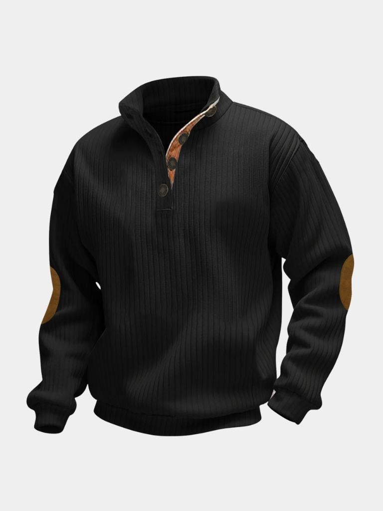 Refined High Collar Henley Sweater - Cross & Crown