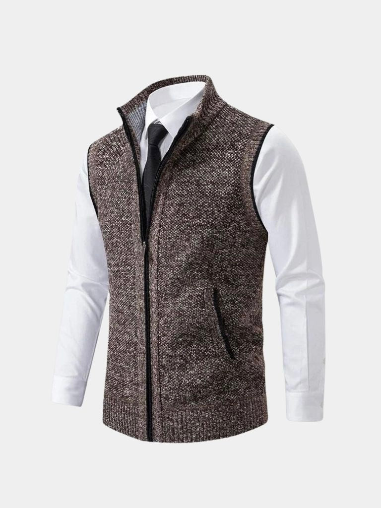 Elegant Full-Zip Sweater Vest - Cross & Crown