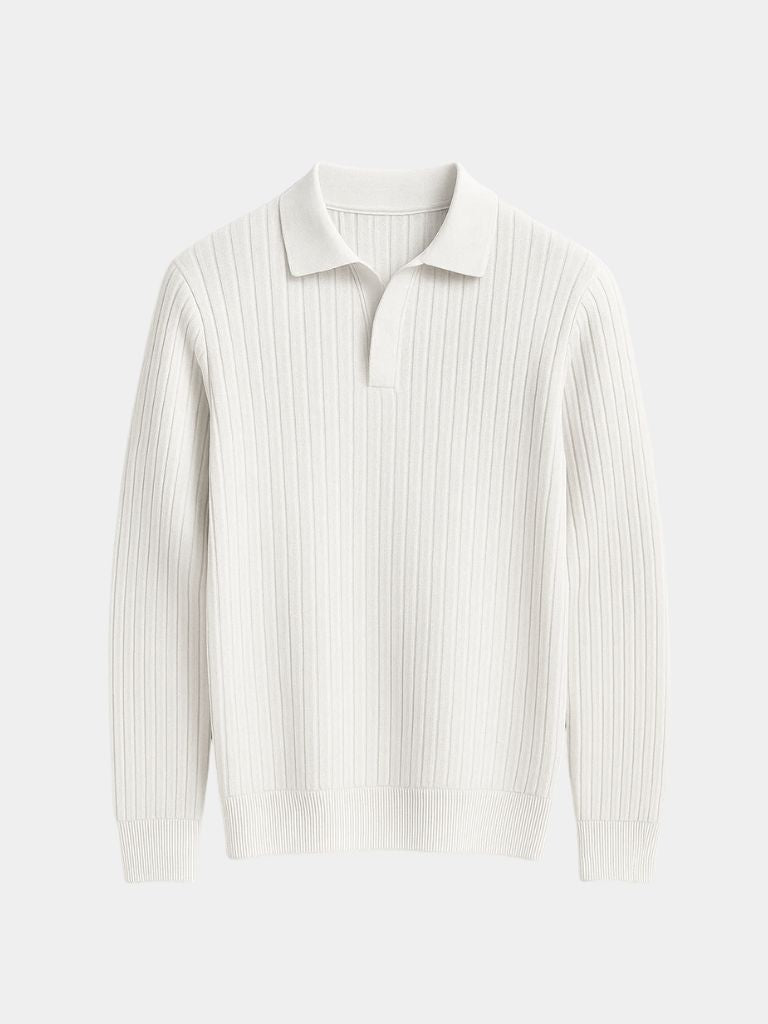 Elegant Open Collar Long Sleeve Polo