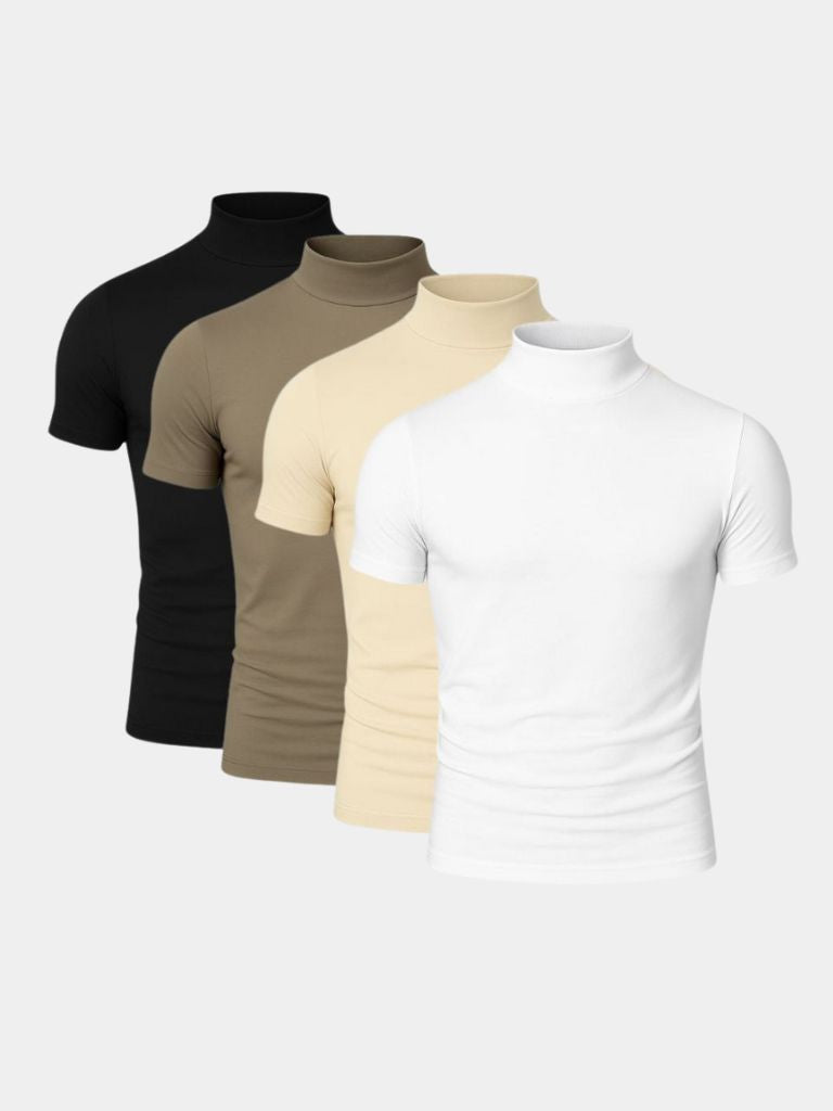 Solid Casual Turtle Neck T-Shirt - Cross & Crown