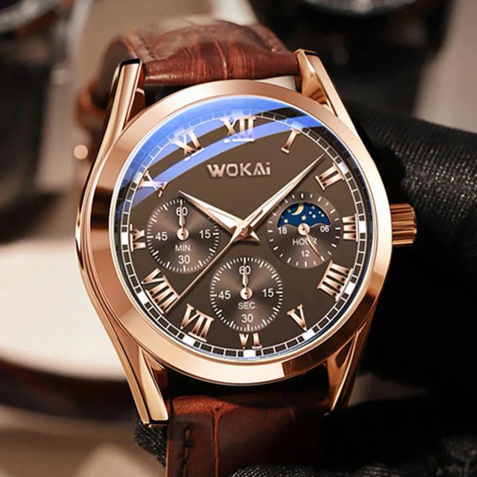 The Wokai Heritage Classic Leather-Strap Watch
