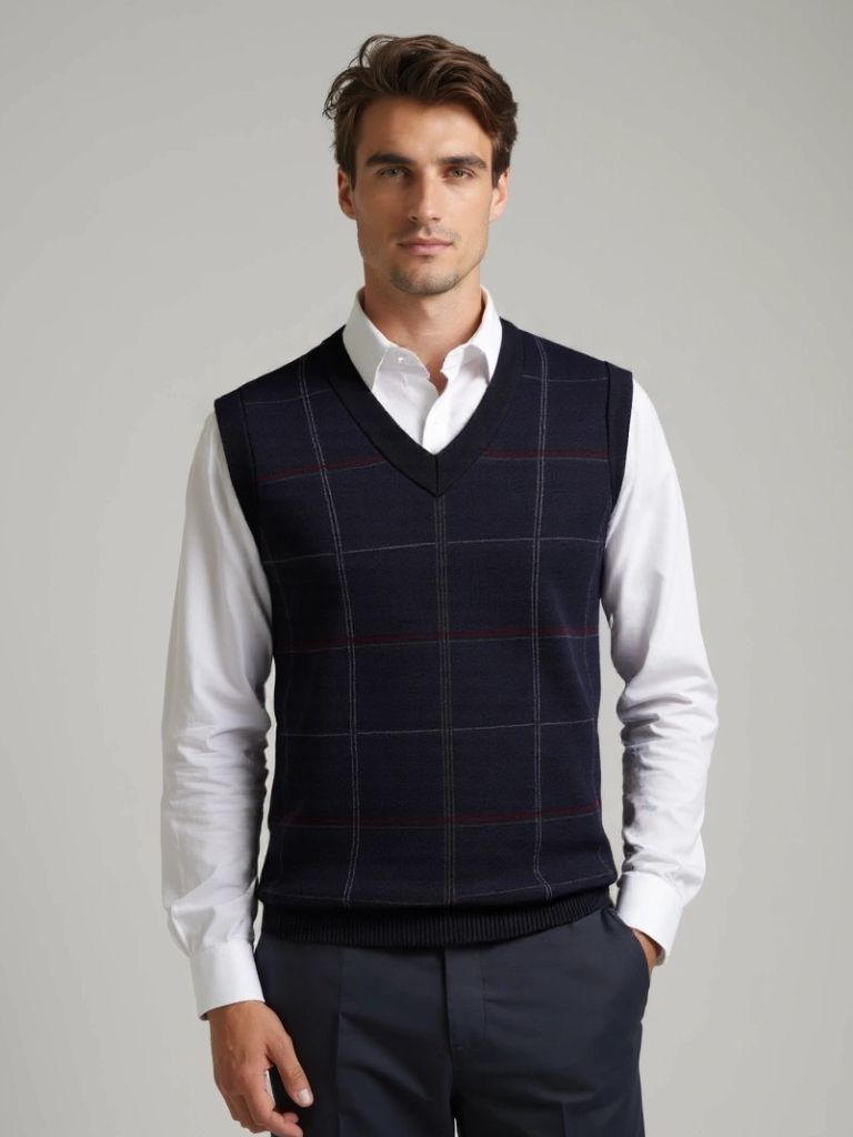 Academic Checkered Kinit Vest